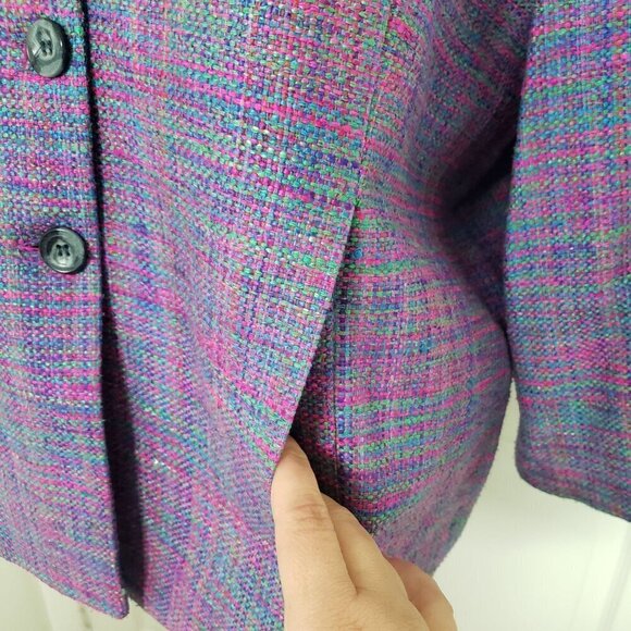 Vintage Vinci Clothiers Silk Set Womens Size 14 Jacket Midi Skirt Purple Career - Picture 4 of 16